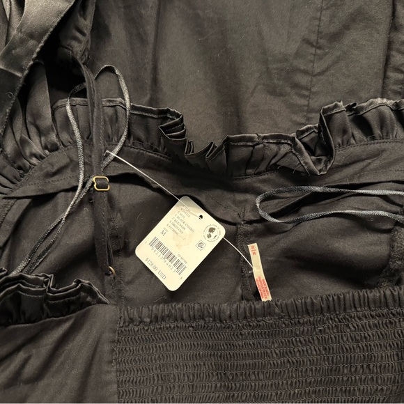 Free PeopleMidnight Magic Black Mini Skater Dress with Ruffle Detail - Picture 5 of 7